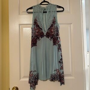 Anthropologie Blue and Purple Floral Dress
